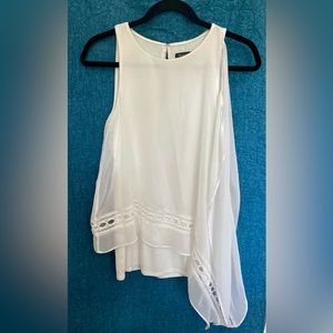 WHBM Ivory asymmetrical Sleeveless layered chiffon top